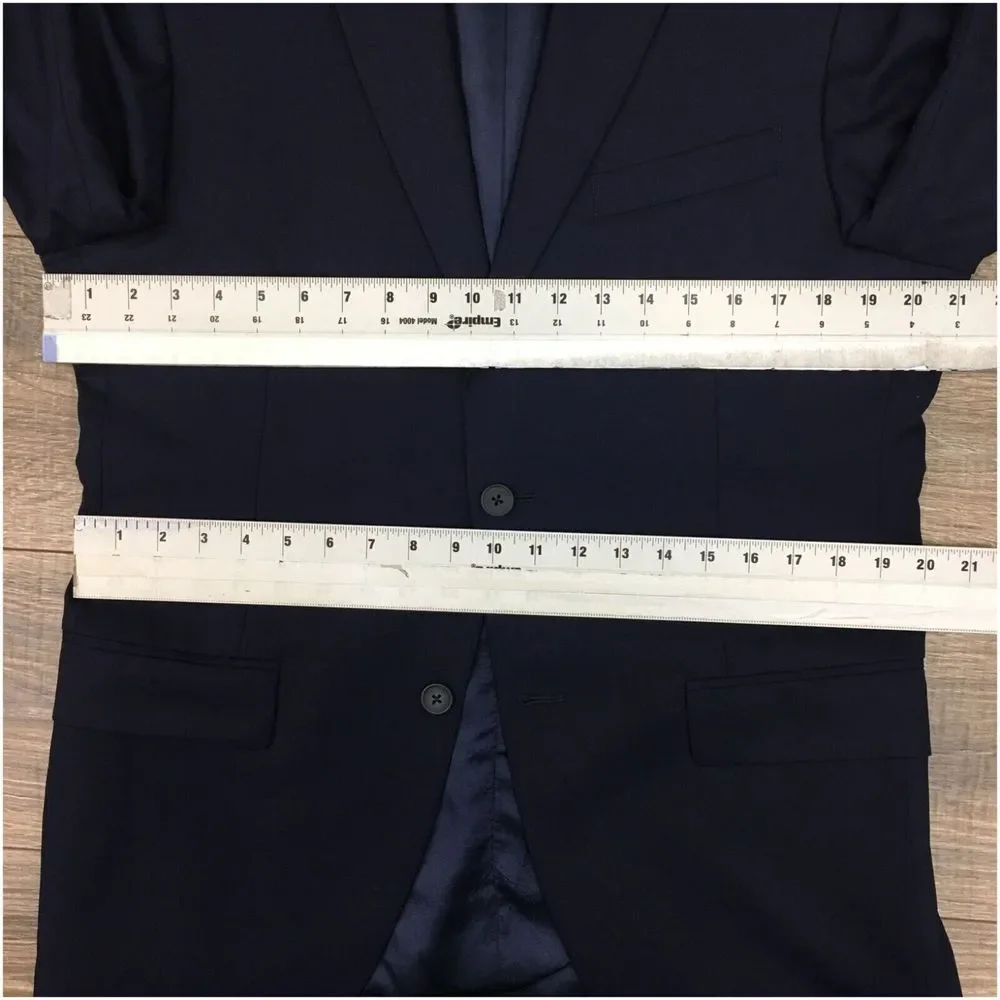 NORDSTROM Mens Blazer Sport Coat Casual Jacket‎ Size 40R Trim Fit Blue Wool Suit